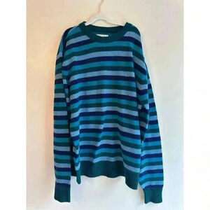 Vintage Mens Penguin 100% Lambswool Striped Grandpacore Cozy Pullover Sweater XL